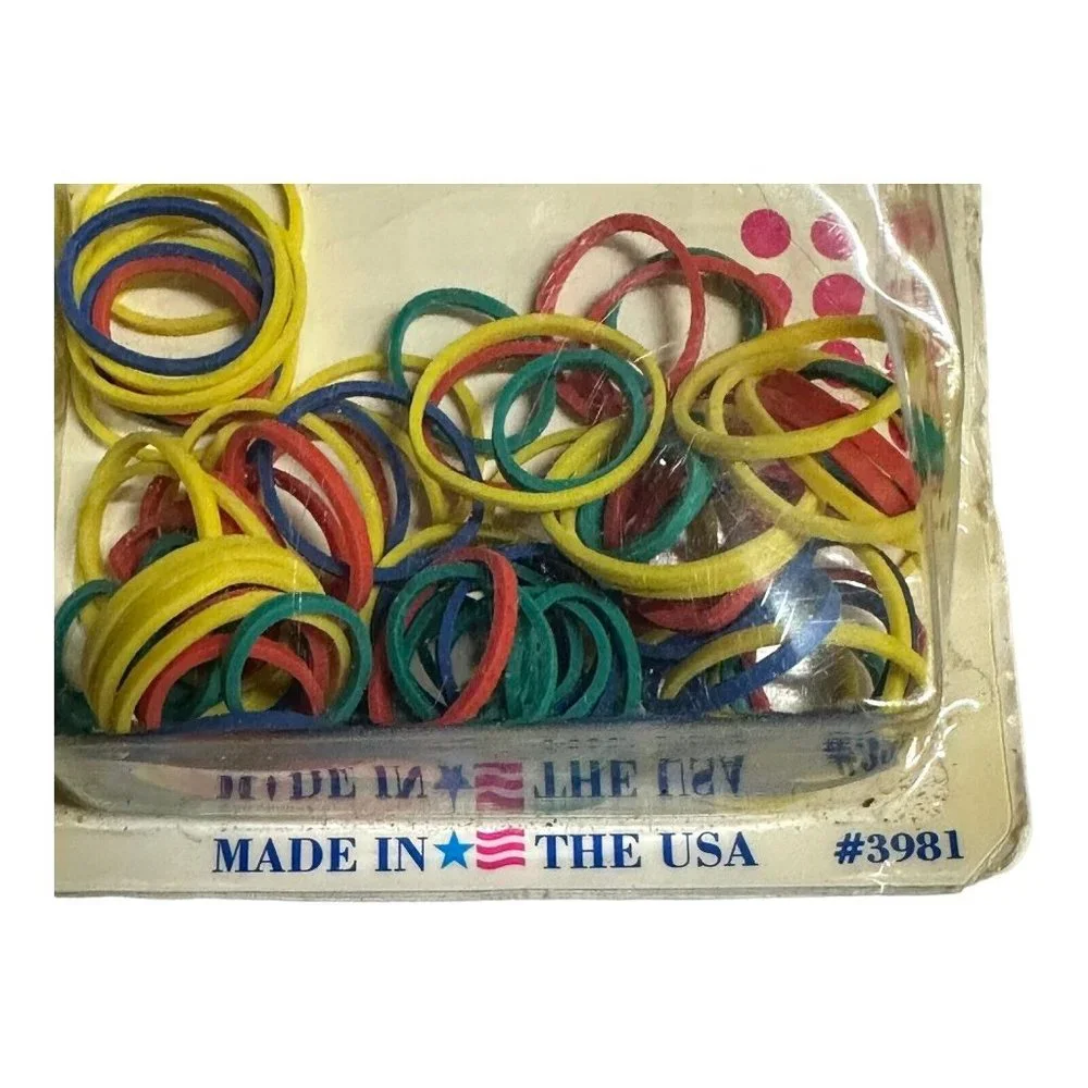 VTG 1989 GOODY Ponytail Elastics Rubber Ponytailers Primary Colors 3981 USA Made